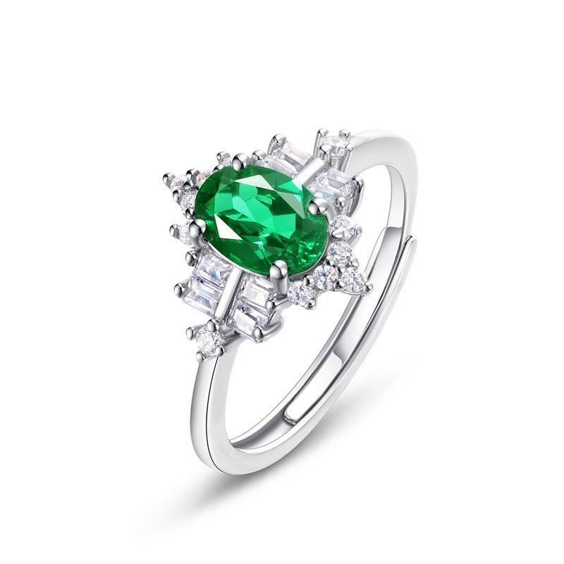 خاتم الزمرد الجديد المزروع على شكل بيضة فاخرةRingsمجوهرات ميون