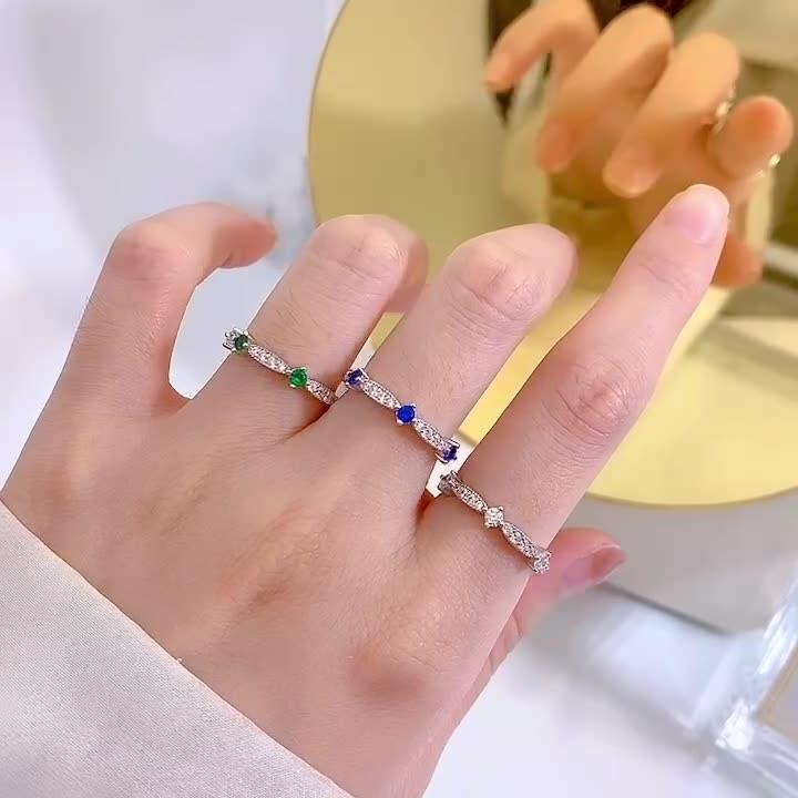 خاتم فضة الماس عصري بسيطRingsمجوهرات ميون