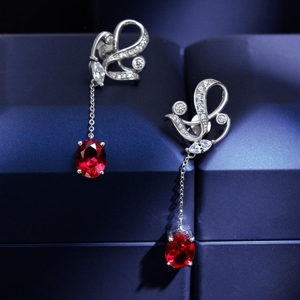 أقراط حمامة الدم الحمراءEarringsمجوهرات ميون