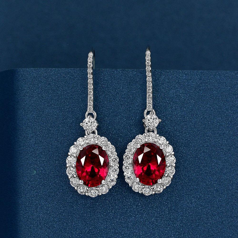 أقراط الياقوت بشكل بيضويEarringsمجوهرات ميون