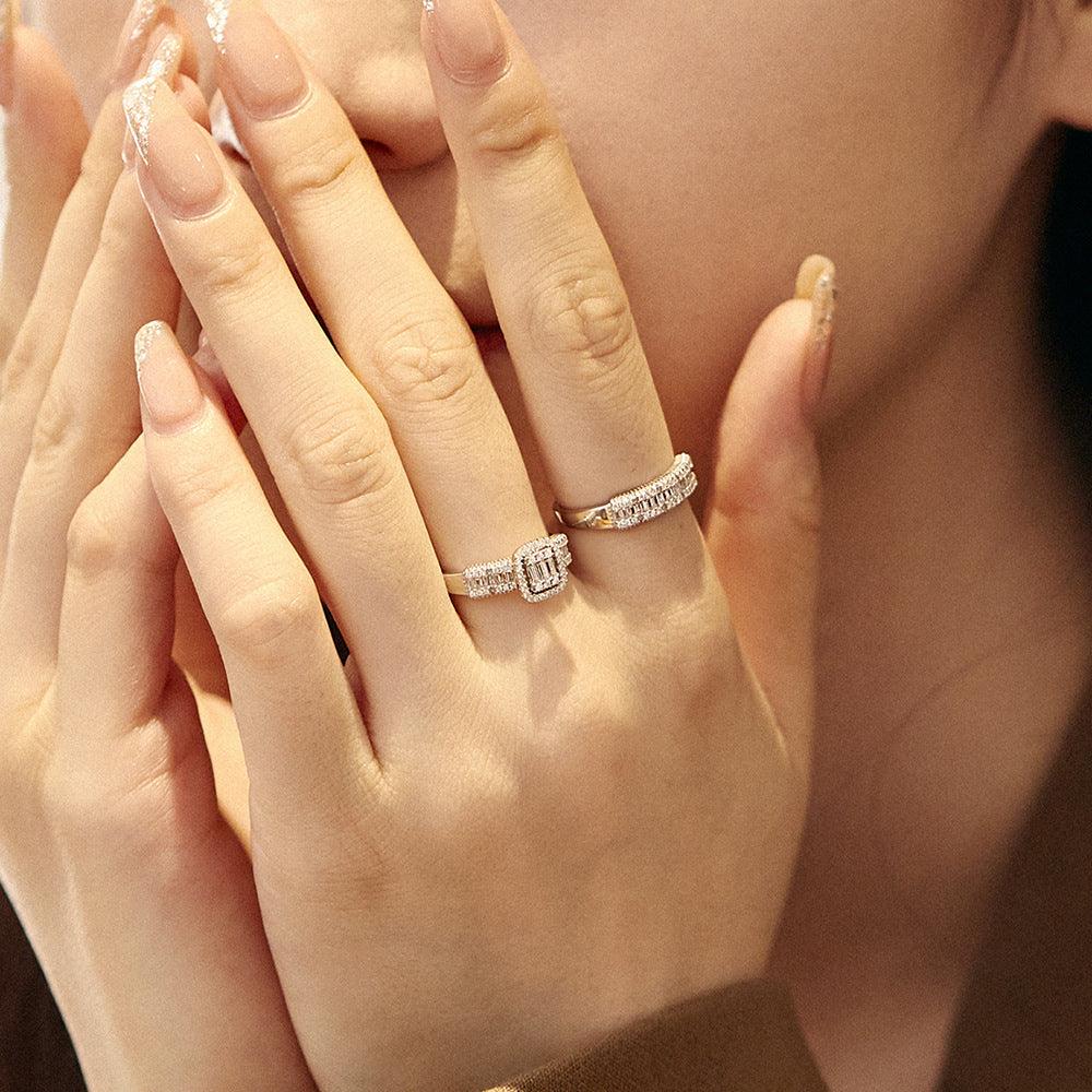 خاتم توينز فضة إسترليني شكل مربعاتRingsمجوهرات ميون