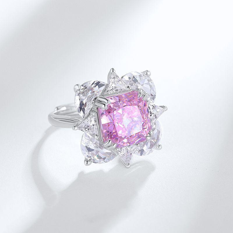 خاتم  زهرة الجليد الماس 12ct مربع 10 * 10Ringsمجوهرات ميون