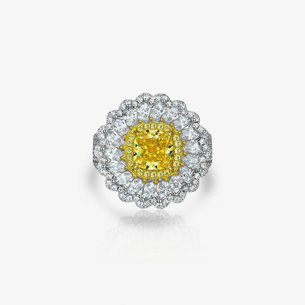 خاتم أقحوان من الفضة والالماسRingsمجوهرات ميون