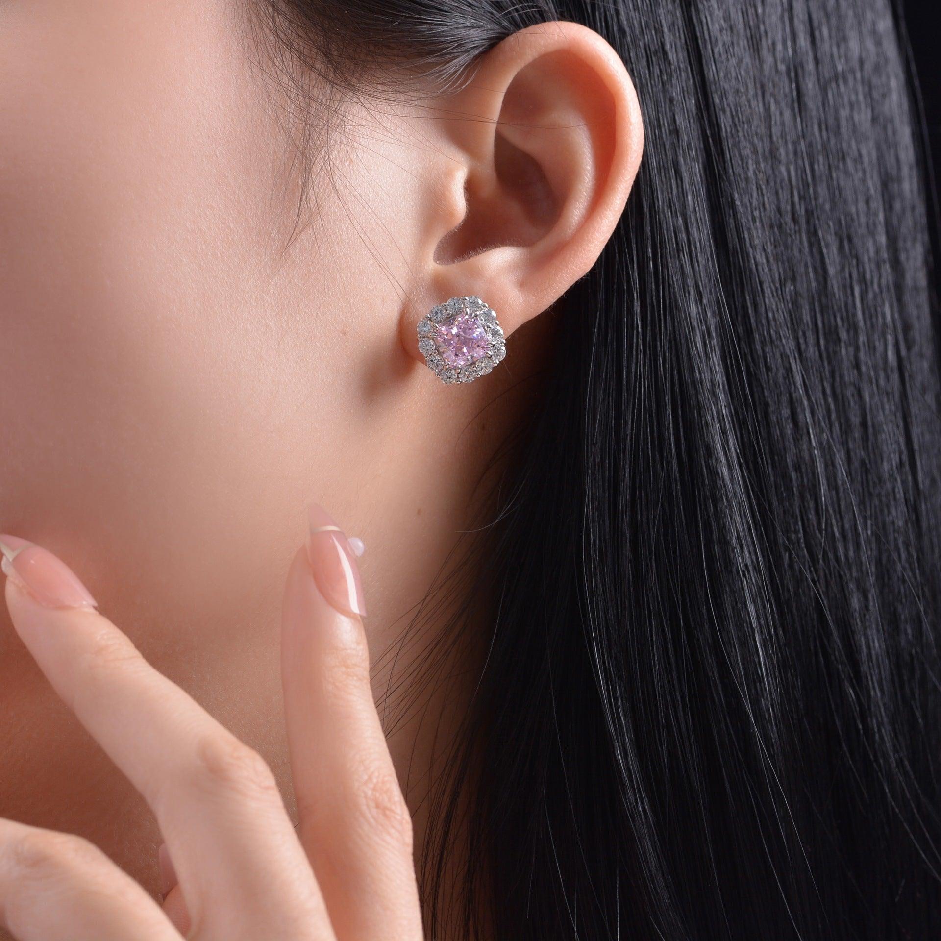 أقراط الماس زهرة الجليد بألوان زاهيةEarringsمجوهرات ميون