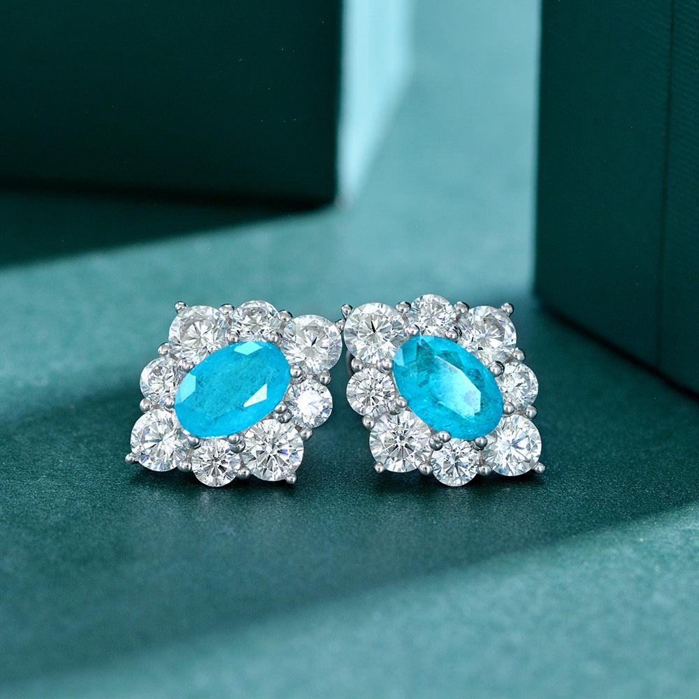 أقراط ماسية بارايبا زرقاءEarringsمجوهرات ميون