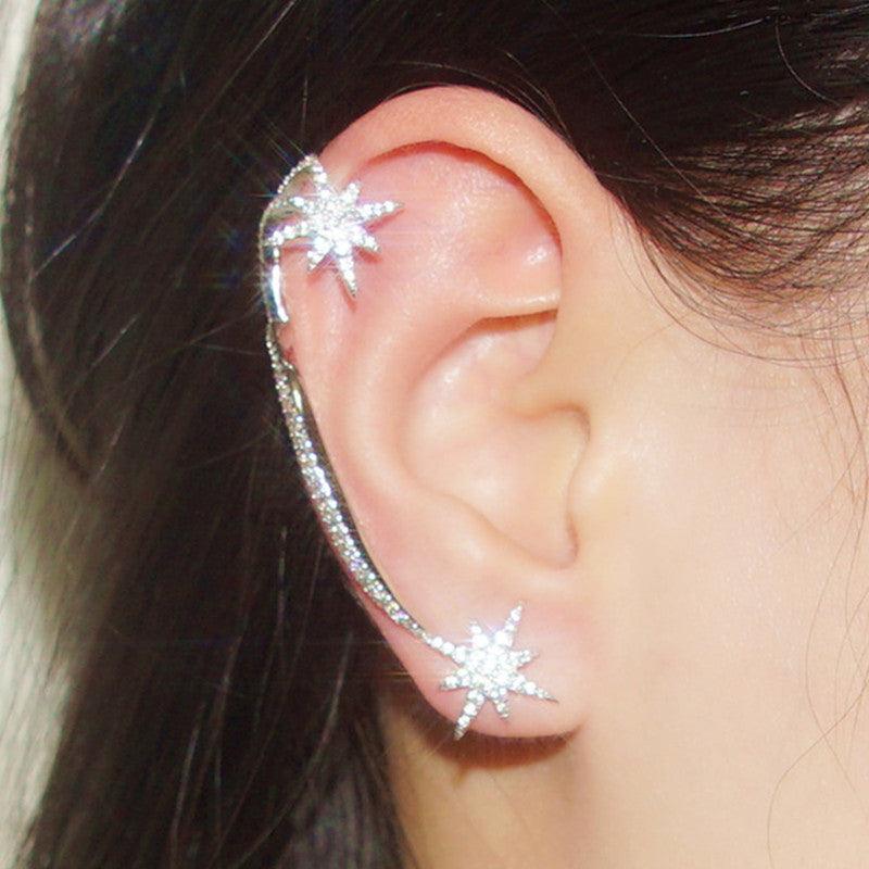 أقراط مشبك أذن من الفضة الإسترليني على شكل نجمةEarringsمجوهرات ميون
