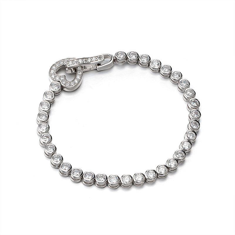 سوار القلب من الفضة الاسترليني بسيط مطعمة الماسBraceletsمجوهرات ميون