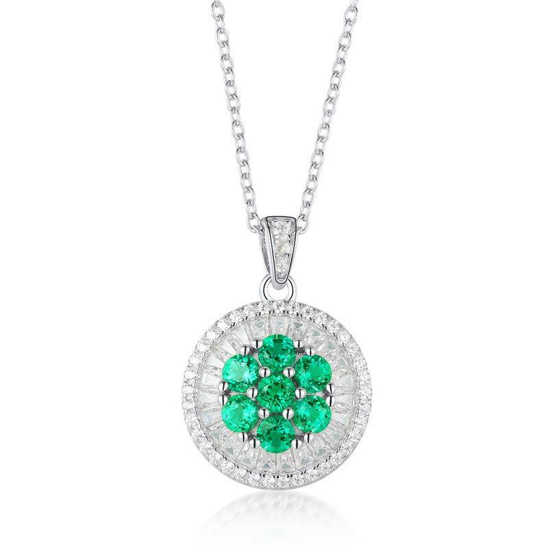 عقد قرص الزمرد من الفضةNecklaceمجوهرات ميون