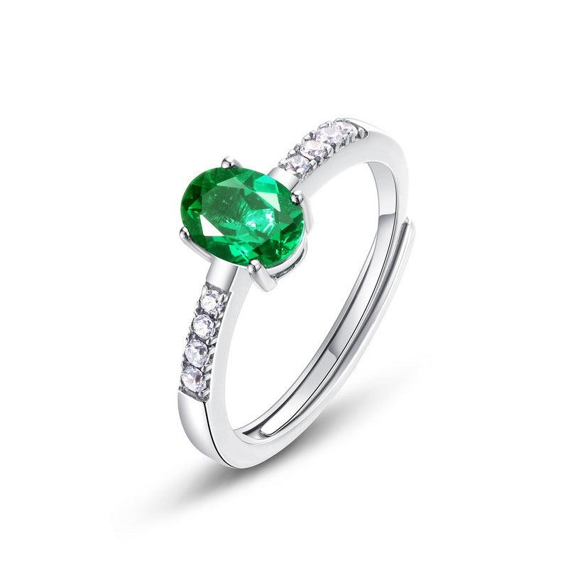 خاتم الزمرد مع حلقة فضية مرصعةRingsمجوهرات ميون