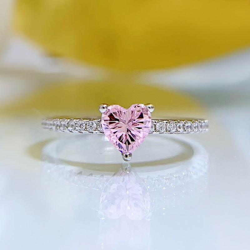 خاتم فضة الماس على شكل قلب 5 * 5Ringsمجوهرات ميون