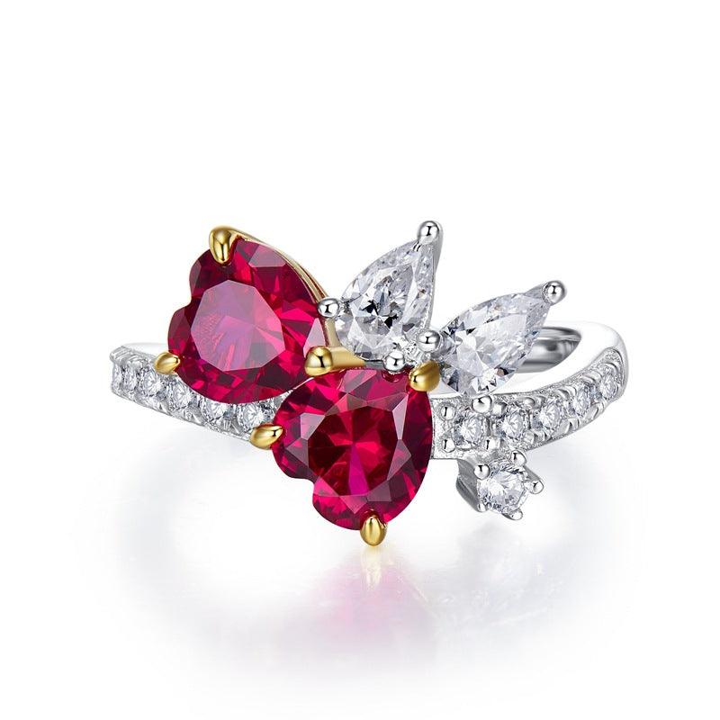 خاتم على شكل قلب حب حمامة  أحمر 6 * 6Ringsمجوهرات ميون