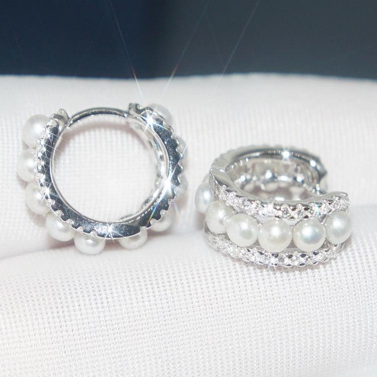 أقراط اللؤلؤ من الفضة الإسترلينيEarringsمجوهرات ميون