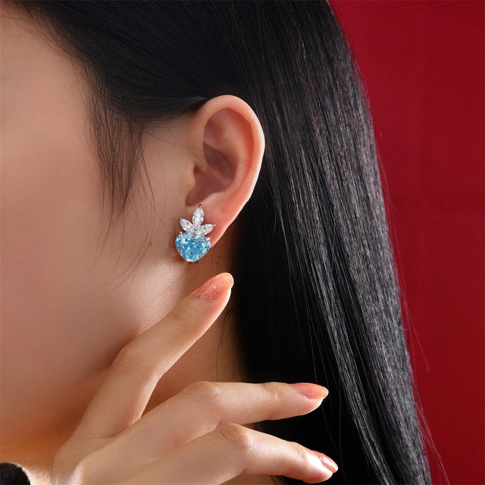 مجوهرات ميون2022 فضة على شكل قلب البحر الأزرقEarringsمجوهرات ميون