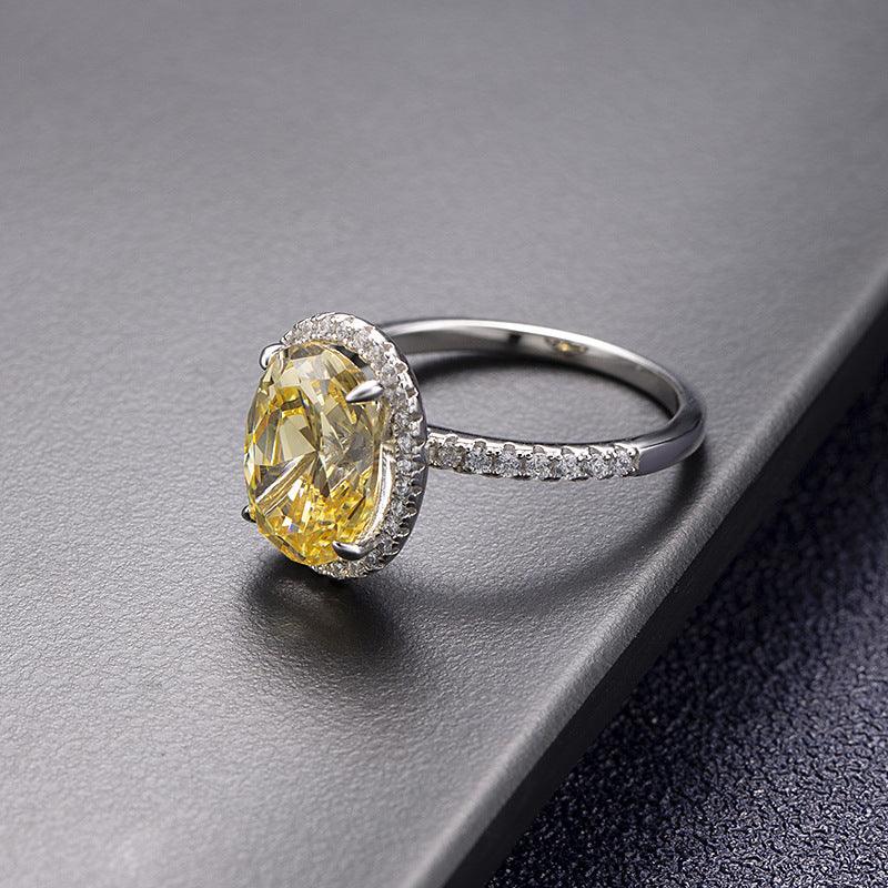 خاتم رائع فضة مرصع بالماسة صفراءRingsمجوهرات ميون