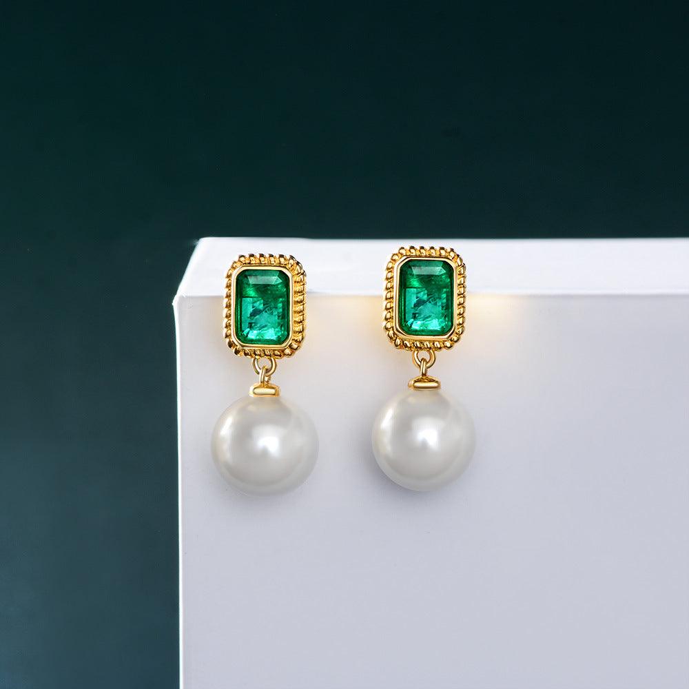 أقراط لؤلؤ الزمردEarringsمجوهرات ميون