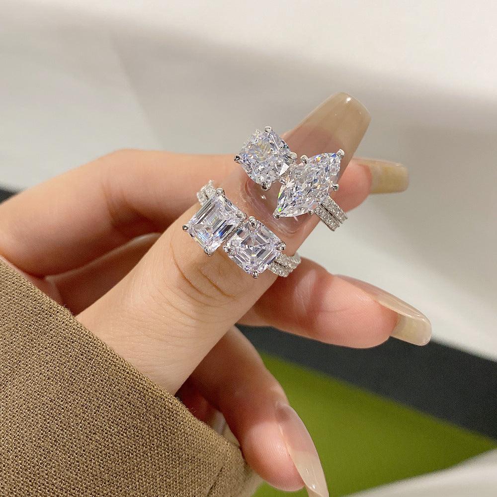 خواتم نسائية على طراز فرنسي لألماس عالي الكربونRingsمجوهرات ميون