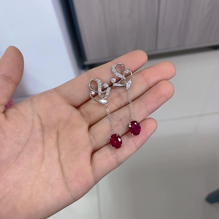 أقراط حمامة الدم الحمراءEarringsمجوهرات ميون