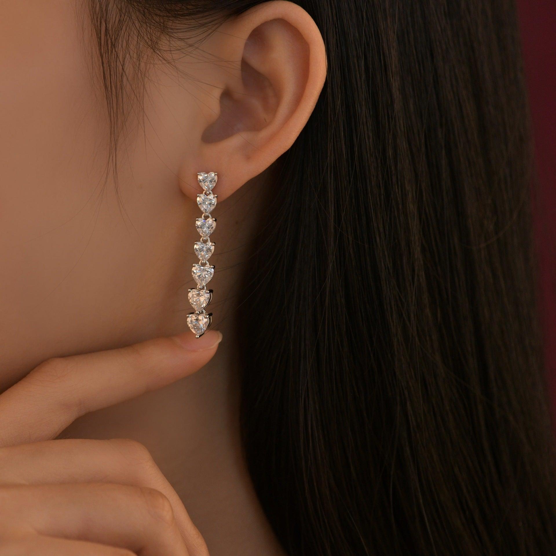 قرط الماسات القلوبEarringsمجوهرات ميون