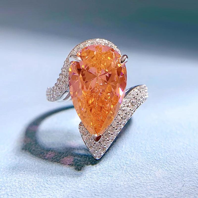 خاتم  قطرة الماء الفاخر مرصع على شكل كمثرىRingsمجوهرات ميون