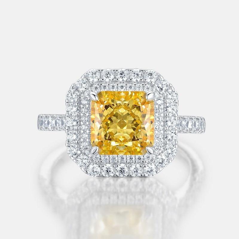 خاتم فضة مكعب السكر عالية الكربون  الماسRingsمجوهرات ميون