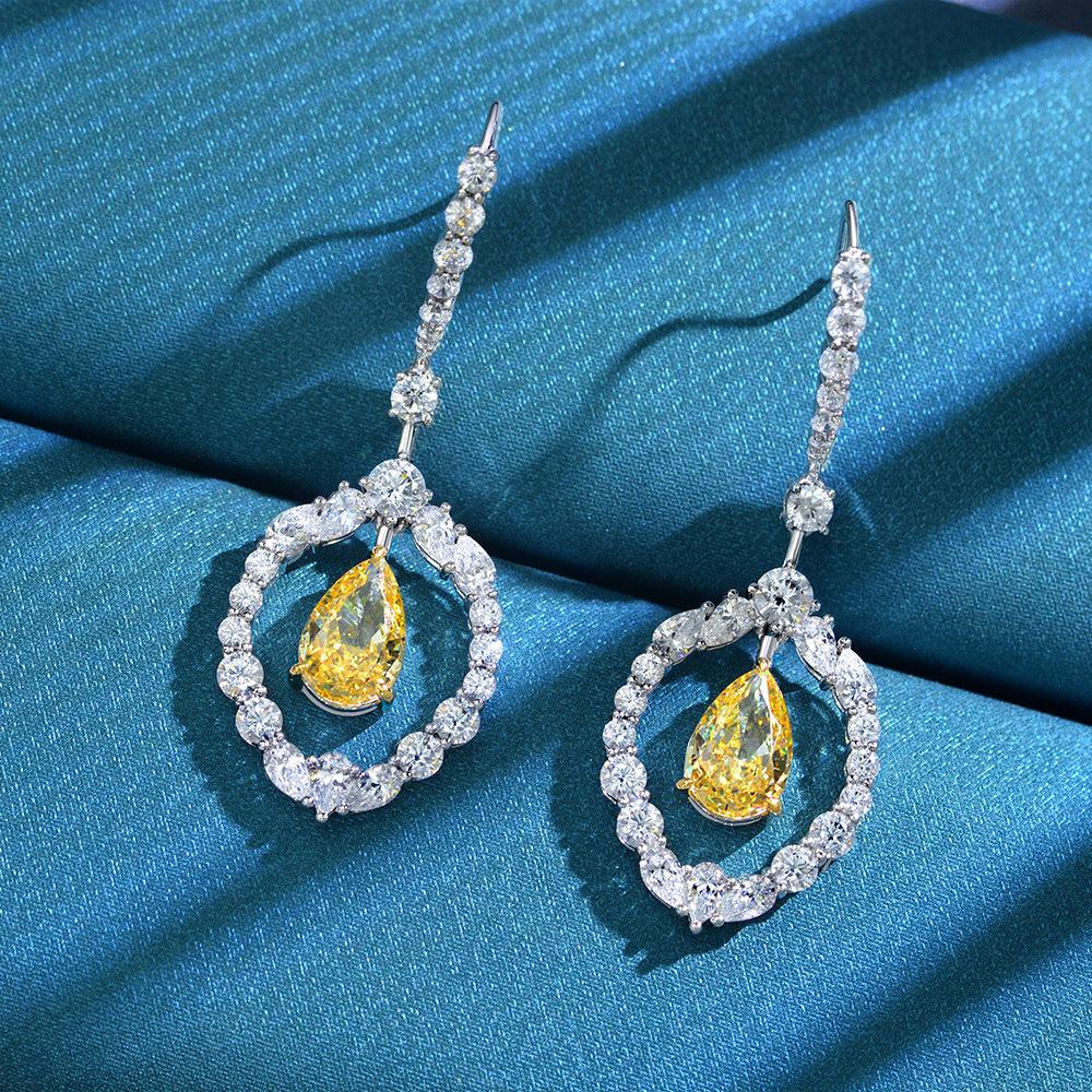 أقراط حلقة الماسة الصفراءEarringsمجوهرات ميون