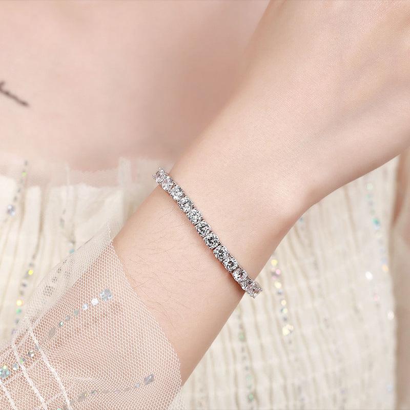 سوار من الألماس و الفضة الإسترليني مصنوع يدويًا سلسلة تنس 5 ملليBraceletsمجوهرات ميون