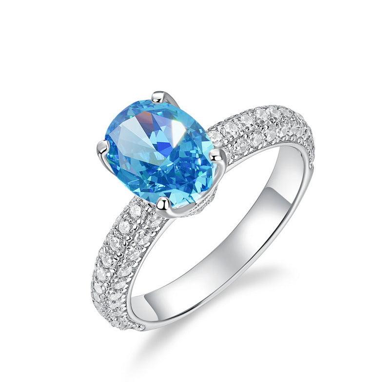 خاتم الماسي من الفضة بسيط على شكل بيضةRingsمجوهرات ميون