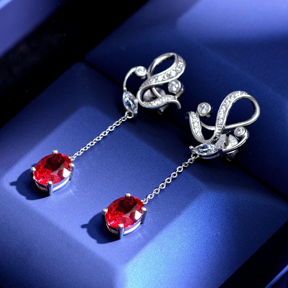 أقراط حمامة الدم الحمراءEarringsمجوهرات ميون