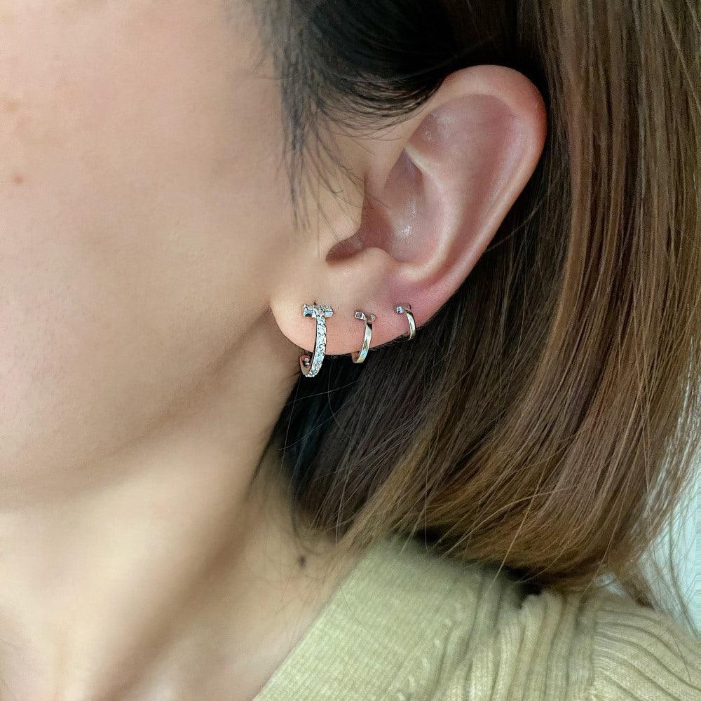أقراط ثلاثية من الفضة مطلية بذهب 18k عالية الجودةEarringsمجوهرات ميون
