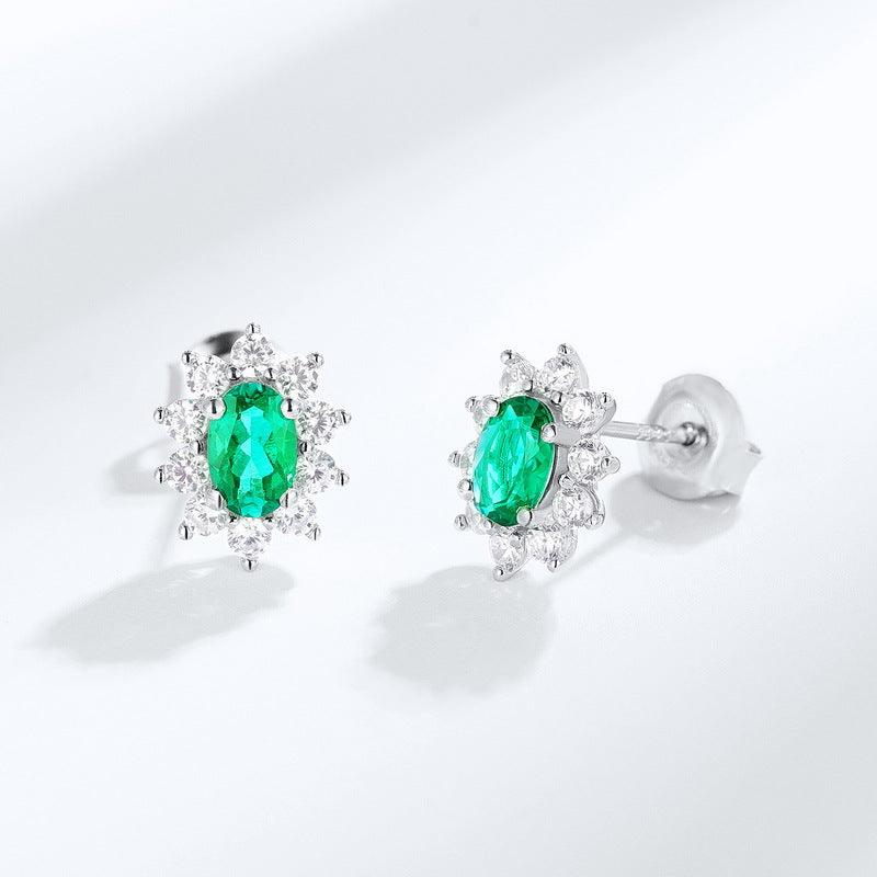أقراط الزمرد الأنثوية تصميم رقيق أوروبيEarringsمجوهرات ميون
