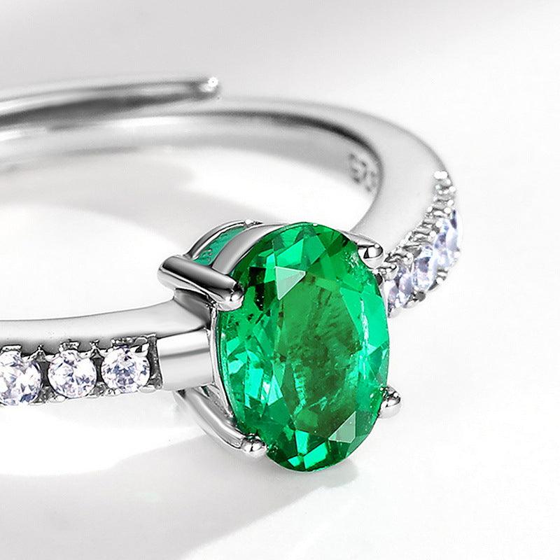 خاتم الزمرد مع حلقة فضية مرصعةRingsمجوهرات ميون
