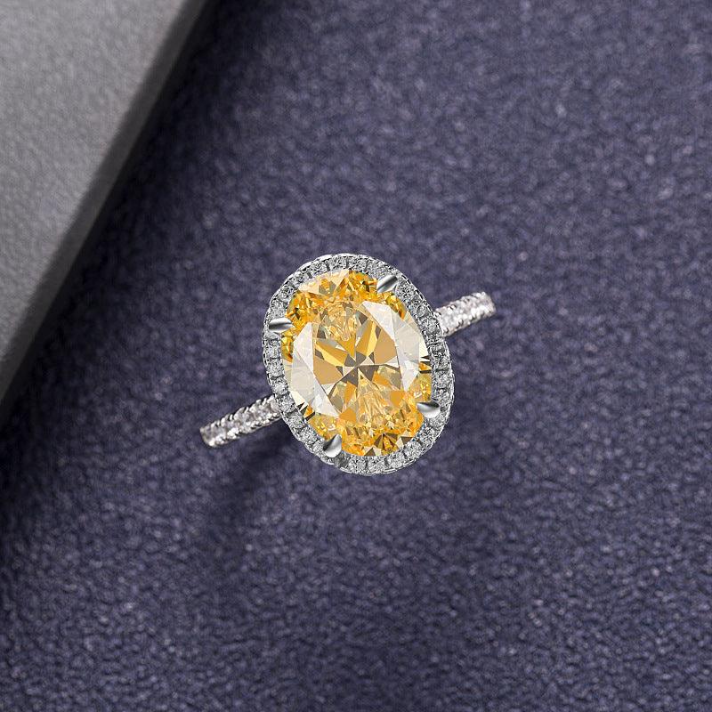 خاتم رائع فضة مرصع بالماسة صفراءRingsمجوهرات ميون