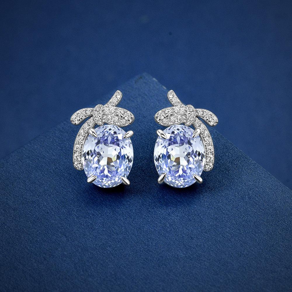 أقراط الماس اللوتس الأرجوانيEarringsمجوهرات ميون