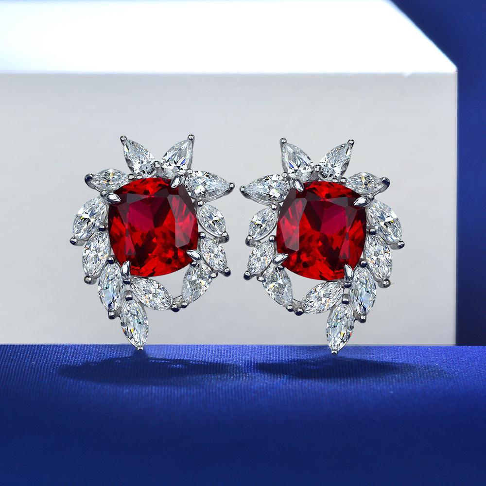 أقراط ماسية على شكل حمامة دم حمراءEarringsمجوهرات ميون
