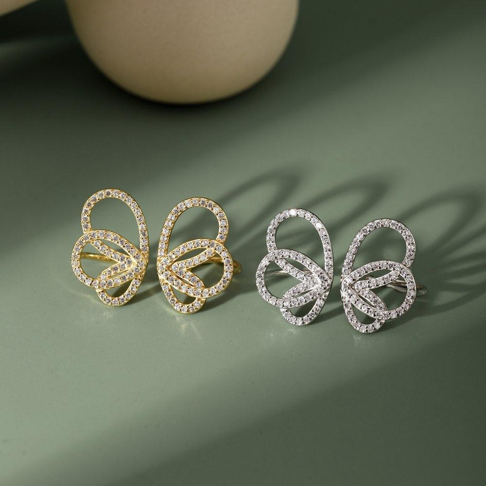 أقراط أجنحة الفراشة من الفضة الإسترليني مرصعةEarringsمجوهرات ميون