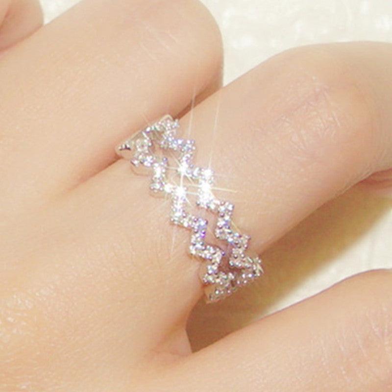 خاتم نسائي مرصع بالألماس بطبقة مزدوجةRingsمجوهرات ميون