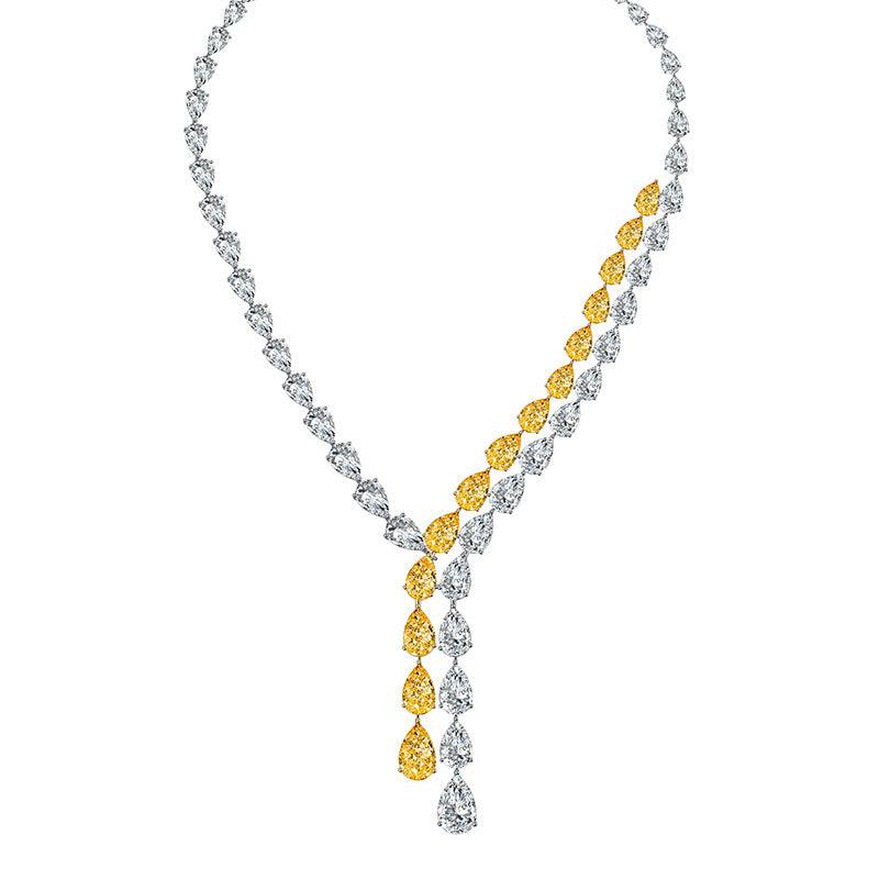 قلادة الندى  مطلي بالذهب أبيض 18 قيراطNecklaceمجوهرات ميون
