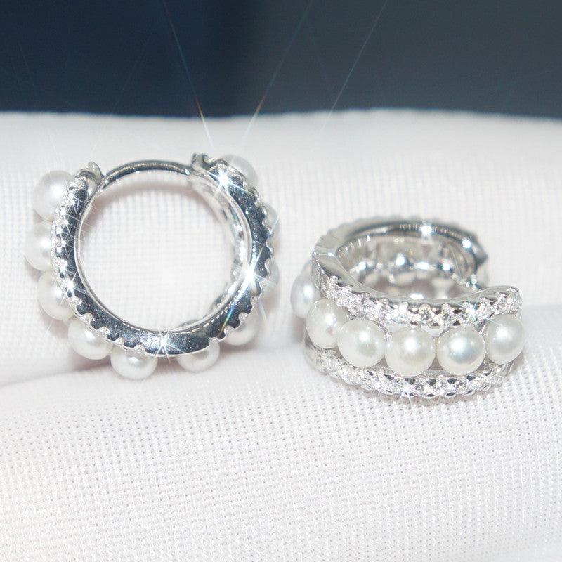 أقراط اللؤلؤ من الفضة الإسترلينيEarringsمجوهرات ميون