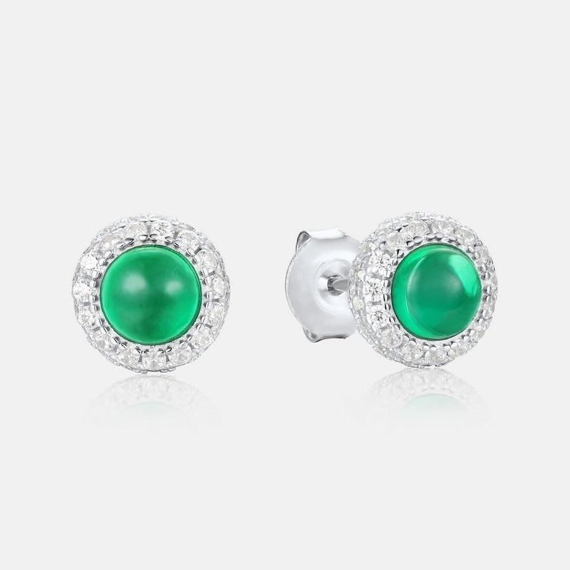 فضة أقراط الزمرد المستديرةEarringsمجوهرات ميون