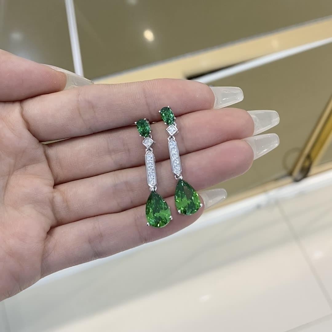 أقراط ماسية سلسلة الزمردEarringsمجوهرات ميون