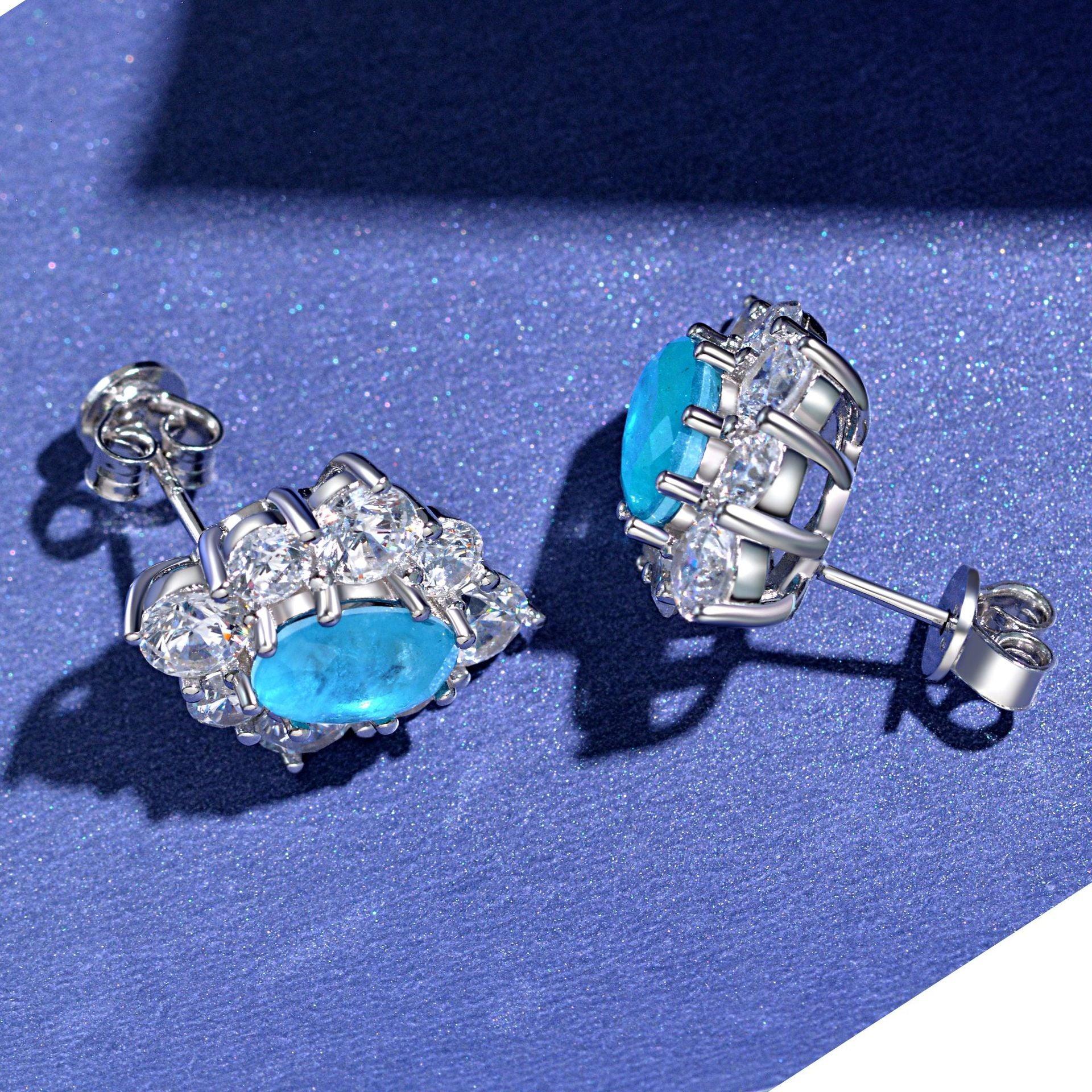 أقراط ماسية بارايبا زرقاءEarringsمجوهرات ميون