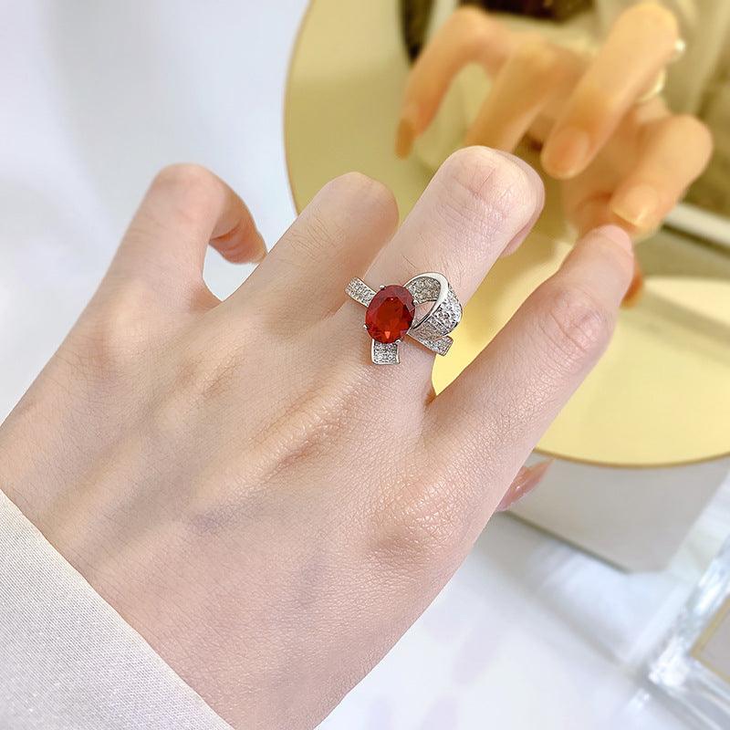 خاتم من الياقوت مرصع بحلقة ريترو 7 * 9 بيضاوية فاخرةRingsمجوهرات ميون