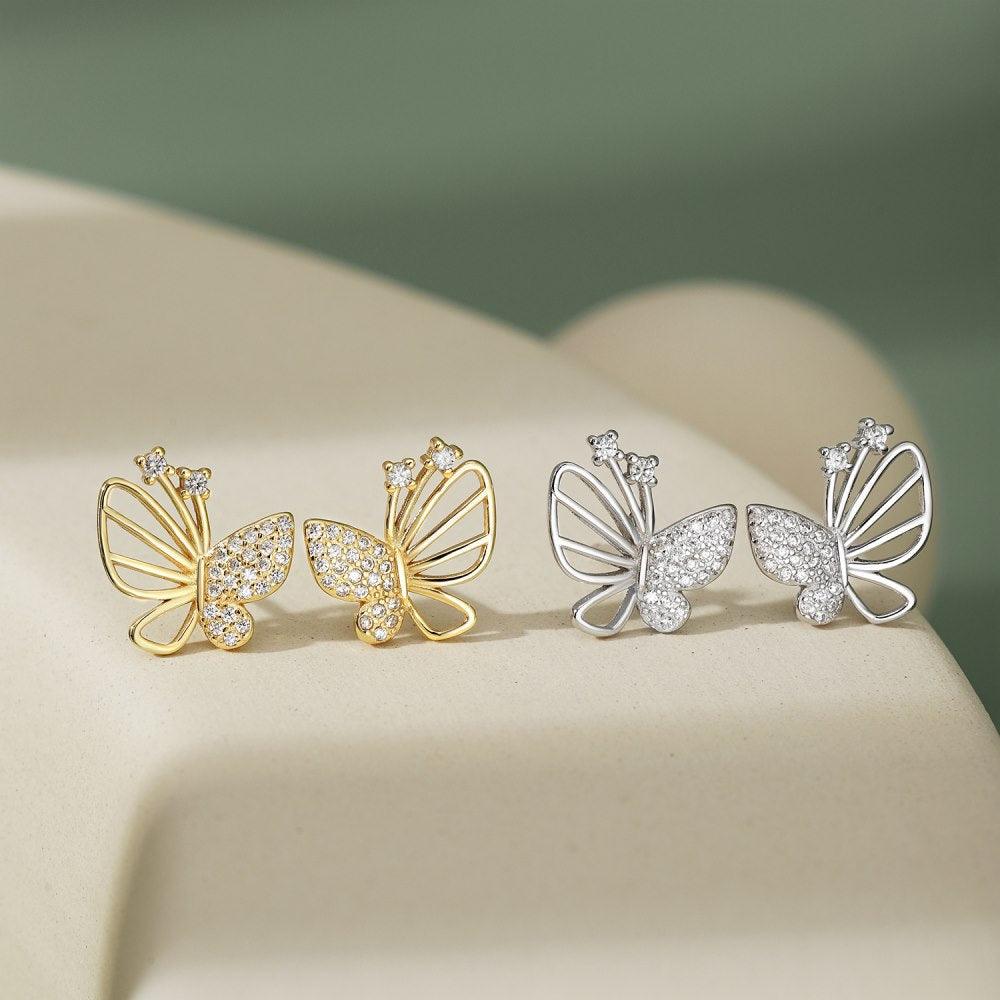 أقراط فراشة مايكرو الزركون الراقيةEarringsمجوهرات ميون