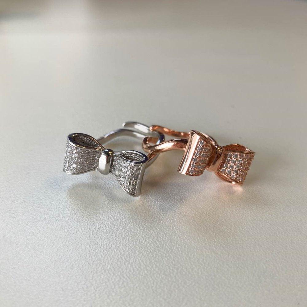 خاتم فضة شكل فيونكه مرصعةRingsمجوهرات ميون
