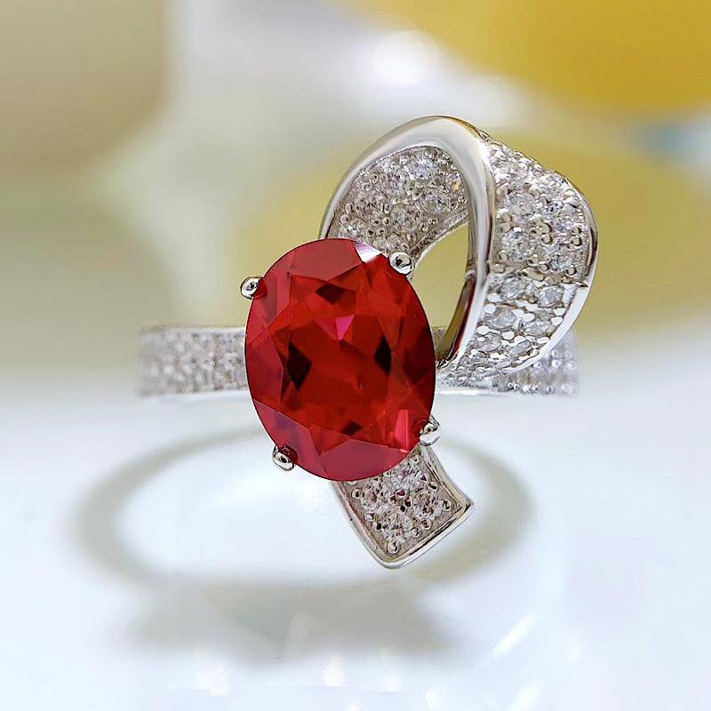 خاتم من الياقوت مرصع بحلقة ريترو 7 * 9 بيضاوية فاخرةRingsمجوهرات ميون