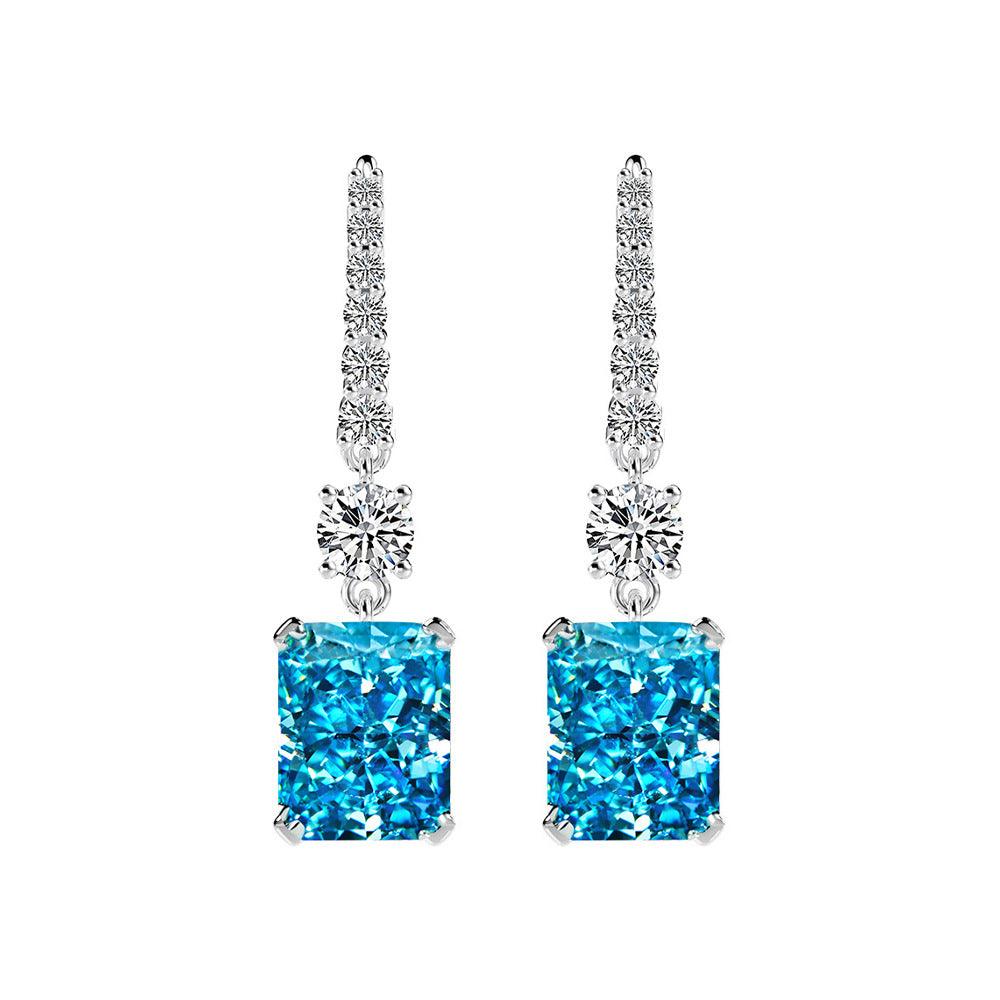 أقراط سلسلة الألماسيات مع قطعة مجوهره صفراءEarringsمجوهرات ميون