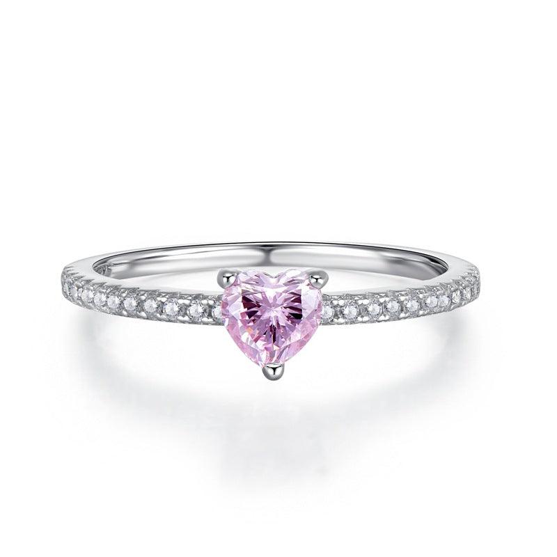 خاتم فضة الماس على شكل قلب 5 * 5Ringsمجوهرات ميون