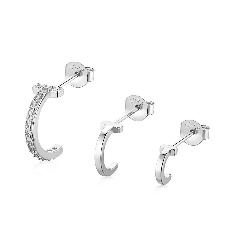 أقراط ثلاثية من الفضة مطلية بذهب 18k عالية الجودةEarringsمجوهرات ميون