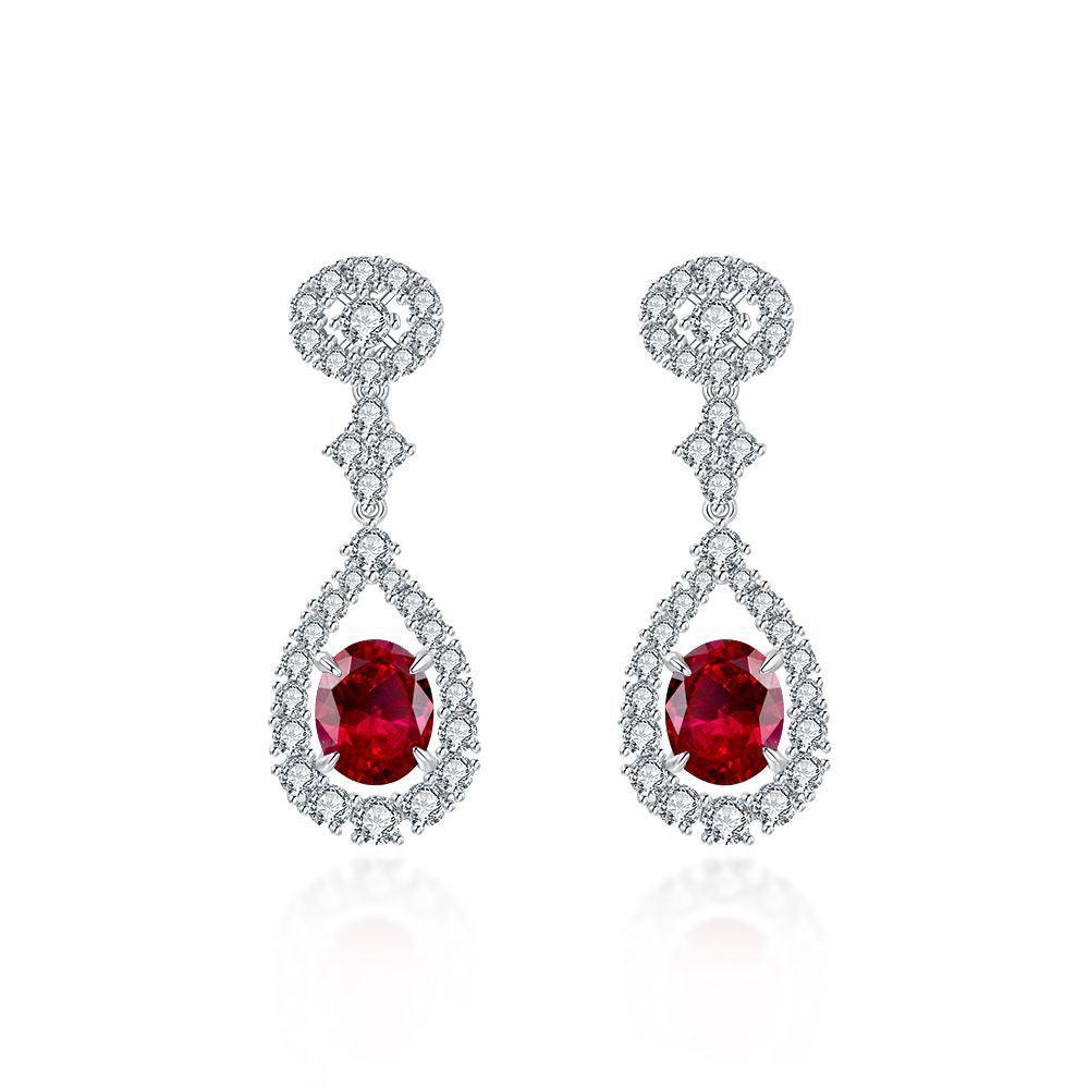 أقراط الياقوت الأحمر بشكل قطرة الماءEarringsمجوهرات ميون