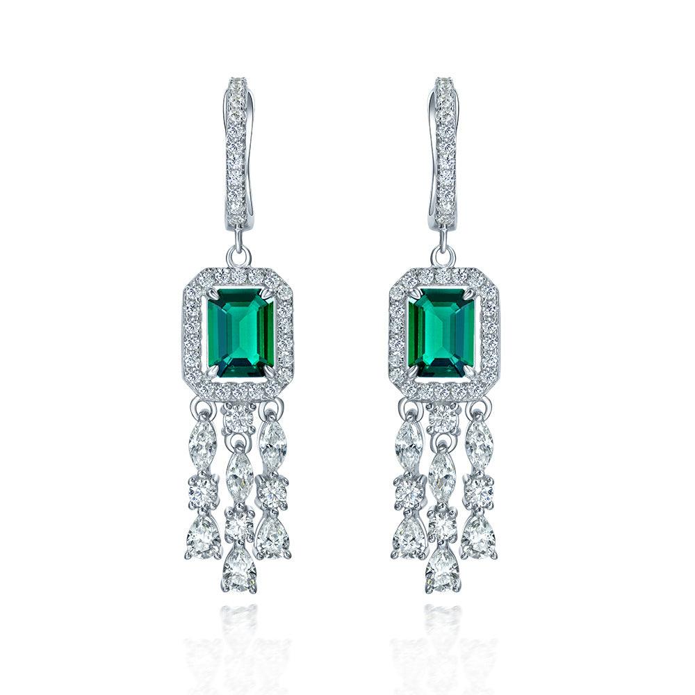 أقراط الزمرد على شكل سلسلةEarringsمجوهرات ميون